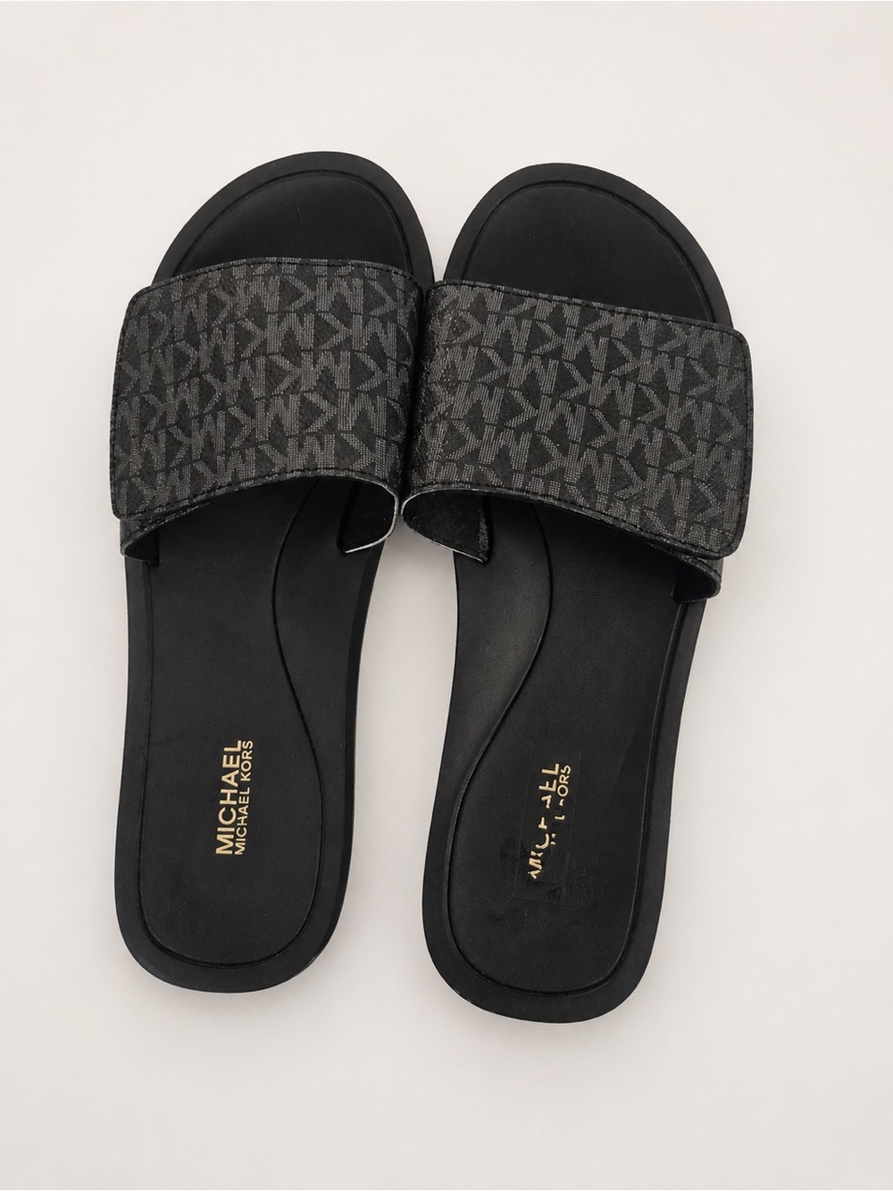 Michael Kors Black MK Logo Slide Sandals